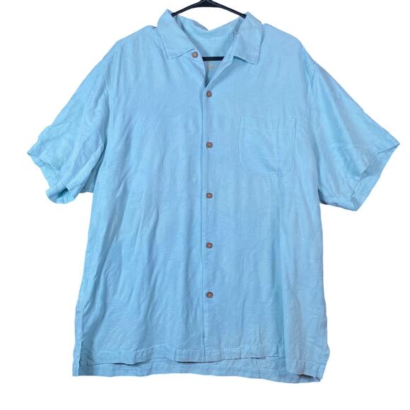 Tommy Bahama Mens Shirt Blue Hawaiian Camp 100% Silk Big Shot Tee Party XL - Picture 1 of 15
